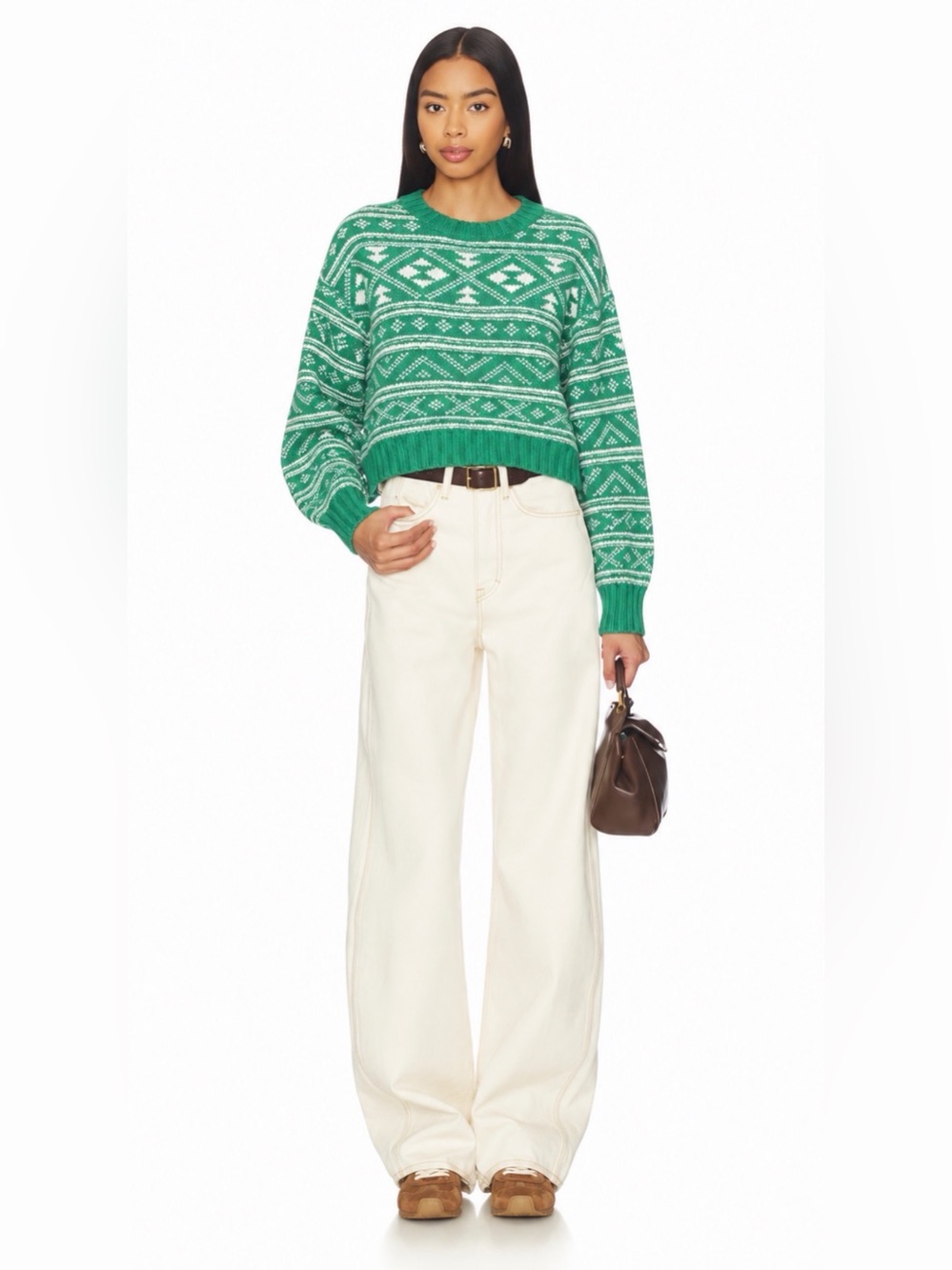 American Eagle Fairisle Snowdrift Sweater in Green